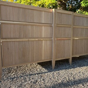 60" Reeded white oak vanity 9 drawer
