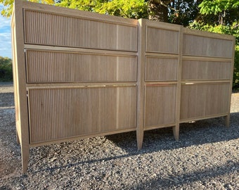 60" Reeded white oak vanity 9 drawer