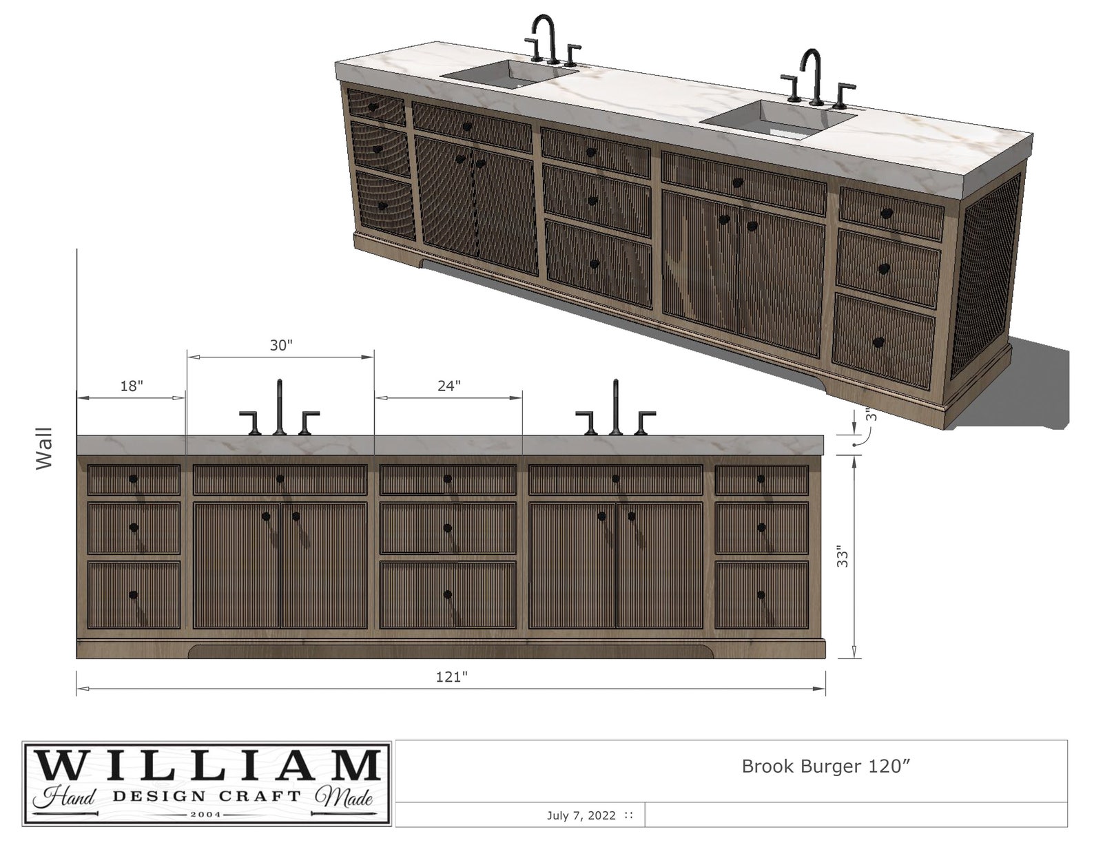 Brooke B Order Reeded Bathroom Vanity White Oak Along With Two Etsy