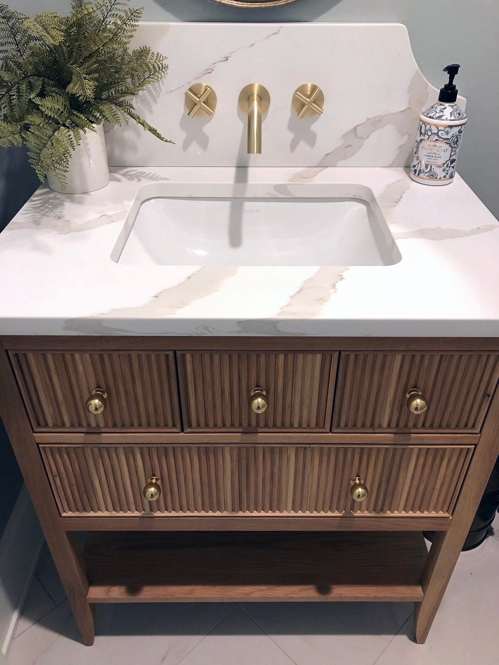 Reeded White Oak Vanity Etsy