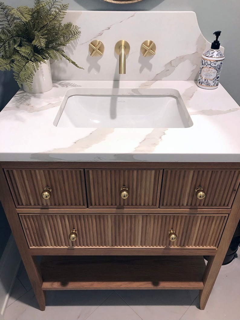 Reeded White Oak Vanity Etsy