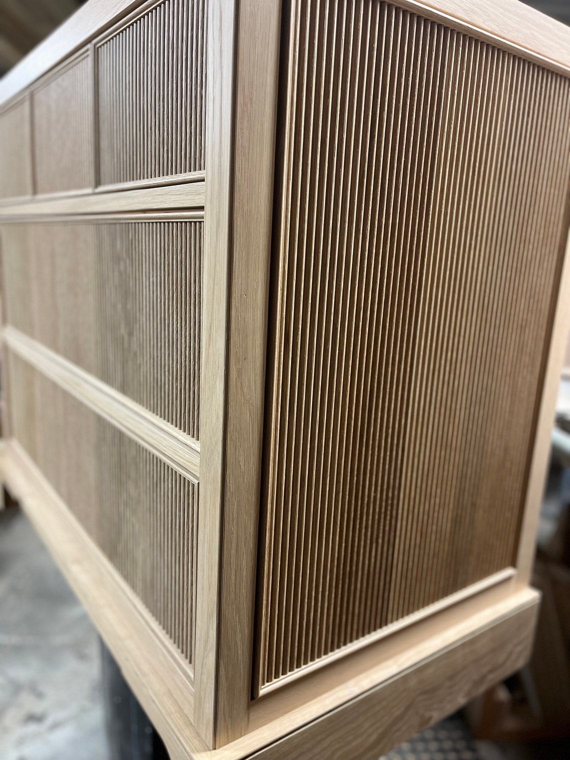 Reeded Solid White Oak Wood Bathroom Vanity Etsy