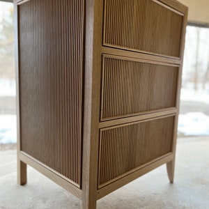 Solid white oak reeded vanity drawers natural