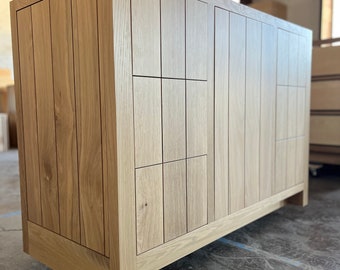 White oak bathroom vanity solid wood soft close solid maple dovetail drawers 60&quot;