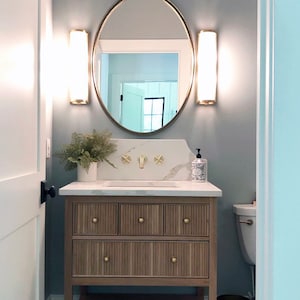 Reeded white oak vanity