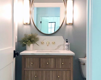 Reeded white oak vanity