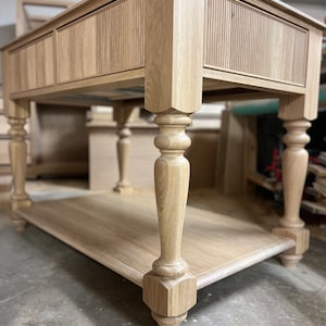 White Oak reeded beaded fluted kitchen island