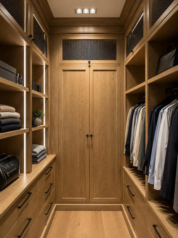 Custom built closet storage, islands, shelving, drawers