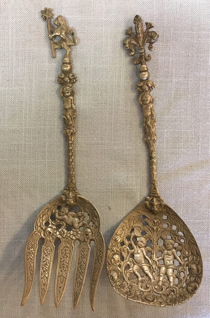 Vintage Baraque Style Ugo Bellini Serving Fork and Spoon Etsy