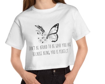 T-shirt papillon, tee-shirt d'amour-propre, haut court pour femme, tee-shirt nature