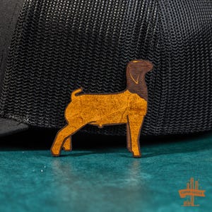 Show Goat Veg Tan Leather Patch: Iron-On Applique (2.5 x 2.3 inches)
