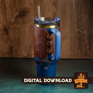 Leder 40 oz Tumbler Wrap Template für Stanley Brand - Digital Download - SVG-Datei für Laserschneidmaschinen