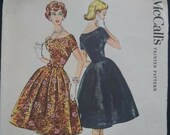 Mccalls 4736 size 10 b31 quot Audrey Hepburn style evening prom or wedding dress pattern with 4 gore skirt think satin taffeta shantung cotton