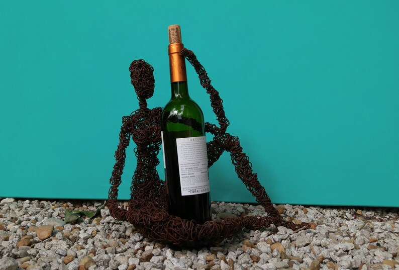 Wire Sculpture Woman Rusty Wine Holder Wire Art Candle Holder Etsy - image 0