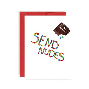 Send Nudes Funny Valentines Day Card Vday Meme Pop Culture Candy Red