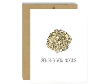 Sending you noods funny card - valentines day vday naughty anniversary meme send nudes greeting card kraft noodles pun puns