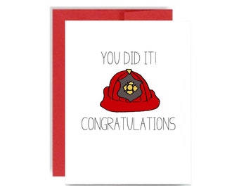 Fireman congratulations card - firefighter congrats fire academy graduation greeting card promotion