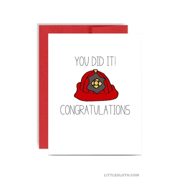 Fireman congratulations card - firefighter congrats fire academy graduation greeting card promotion