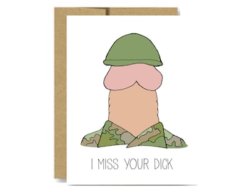 Carte de soldat tu me manques - carte de Saint Valentin ta bite me manque carte de voeux militaire drôle armée marine marines formation de base cadeau de déploiement