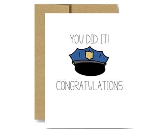 Police congratulations card - policeman promotion police academy graduation greeting card grad blue lives matter retire retirement
