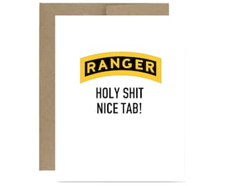Ranger graduation card - congrats congratulations ranger grad USA army military greeting card holy shit nice tab funny