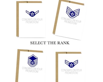 Air Force Promotion Card - Sergeant Airman congrats congratulations USAF promotion greeting card chief staff technical Sergeant