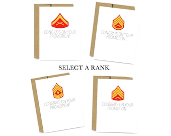Marine Corps Promotion Card - NCO Staff Sergeant Gunnery Private Corporal USMC enlisted ranks
