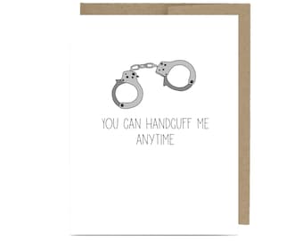 Funny naughty handcuff card - policeman officer valentine's day love sergeant sheriff police academy congrats graduation sheriff