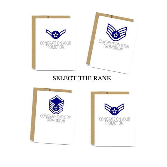 Air Force Promotion Card - Sergeant Airman congrats congratulations USAF promotion greeting card chief staff technical Sergeant