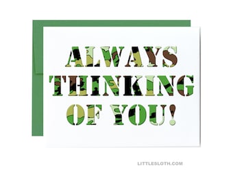 Always thinking of you - military card army navy air force camo camouflage deployment card deploy greeting card green