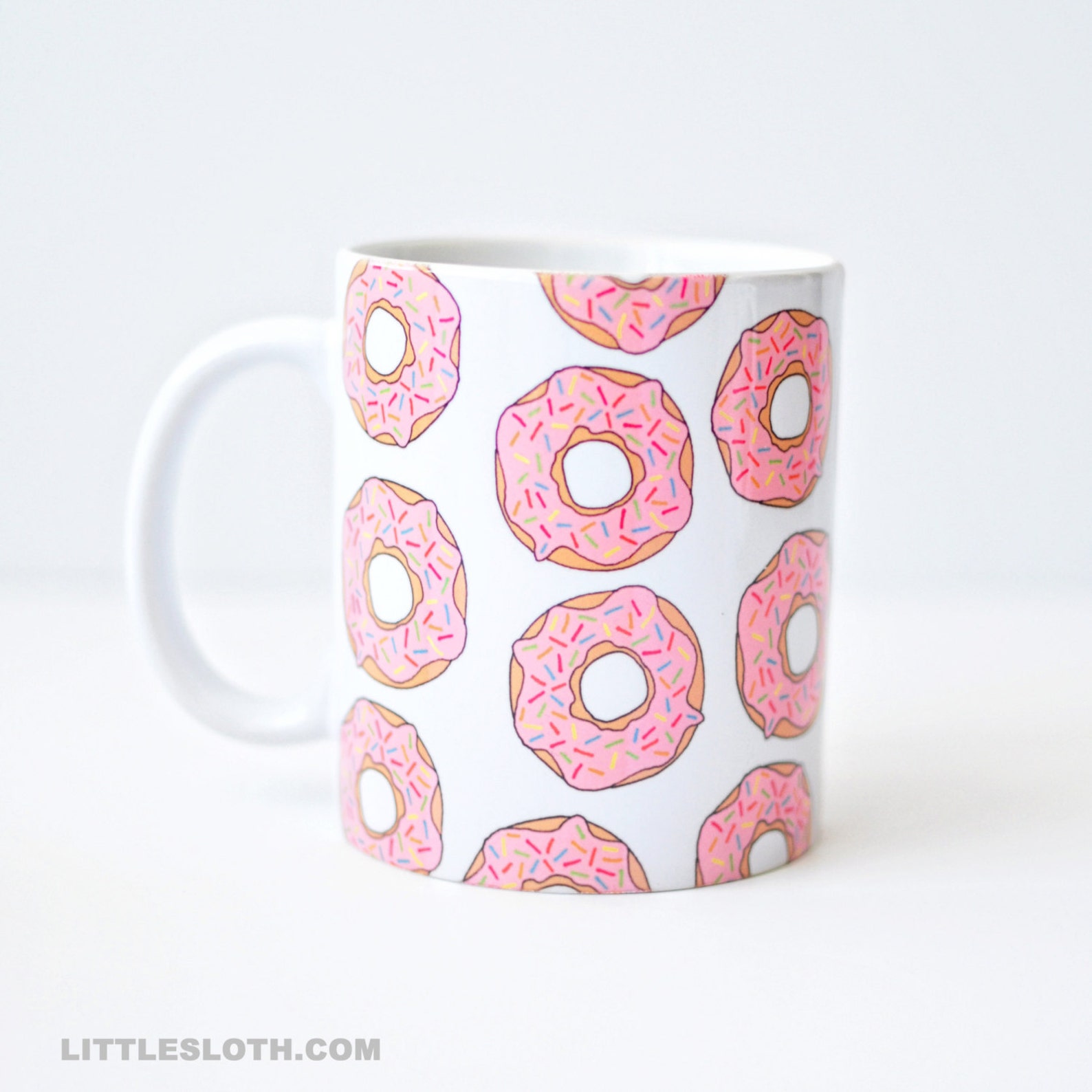 Donut mug doughnut pink sprinkles cute fun coffee cup latte Etsy