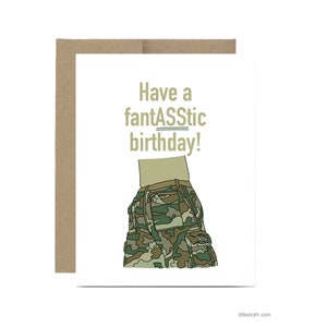 Cartão de aniversário militar engraçado - Tenha um aniversário fantástico - exército, marinha, fuzileiros navais, força aérea, aniversário, pacote de cuidados de implantação, aniversário de bootcamp