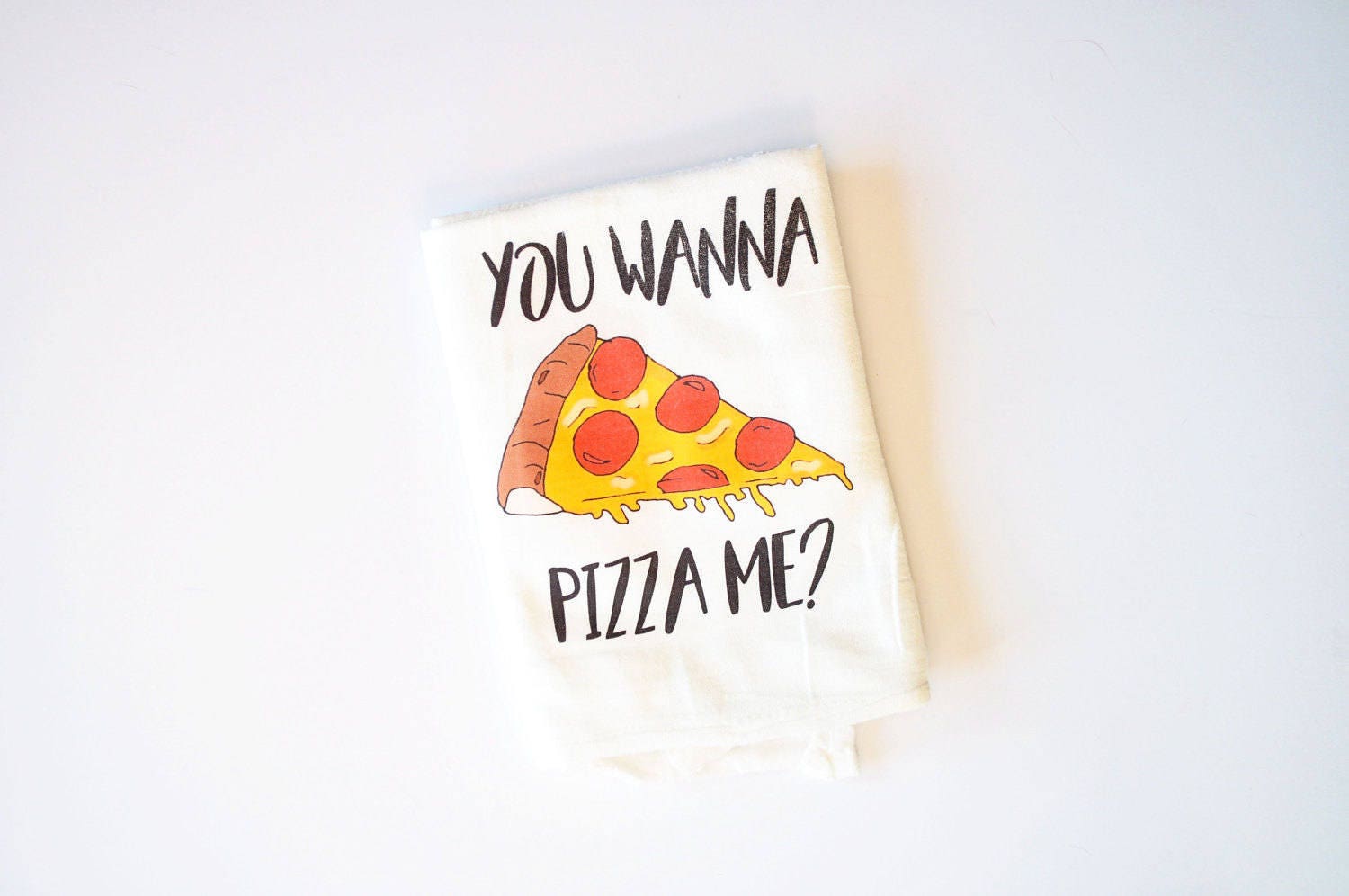 Pizza tea towel dishtowel kitchen white cotton you wanna Etsy