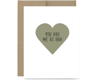Funny military valentines day card - you had me at bah army navy deployment care package card marine air force funny card basic training