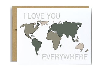I love you everywhere - army card military care package navy air force kraft camo green