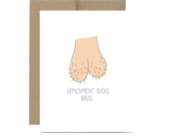 Deployment sucks card - funny naughty deployment care package gift card military army navy air force marines deployment card funny