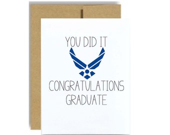 Air Force Graduation card - military grad airman you did it blue kraft congratulations