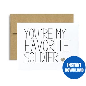 TÉLÉCHARGEMENT NUMÉRIQUE - Carte militaire Paquet de soins de déploiement de l’armée cadeau vous êtes mon soldat préféré diplôme d’entraînement de base vous me manquez
