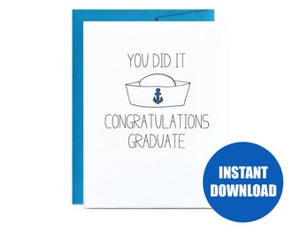 DIGITAL DOWNLOAD ONLY - Navy basic training graduation greeting card bootcamp military congratulations you did it grad navy