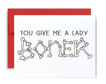 Happy valentines day card - lady boner red naughty funny anniversary greeting card red