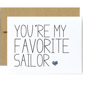 Carte militaire Marine carte Garde côtière Vous êtes mon marin préféré carte de vœux bleu simple camo Petites cartes paresseux