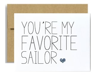 Carte militaire Marine carte Garde côtière Vous êtes mon marin préféré carte de vœux bleu simple camo Petites cartes paresseux