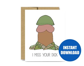 TÉLÉCHARGEMENT NUMÉRIQUE - Je manque votre bite drôle carte de vœux militaire armée marine déploiement trousse de soins cadeau marine air force bootcamp
