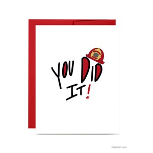 Fireman graduation card - you did it congrats congratulations fire academy graduation card red firefighter gift promotion sergeant captain