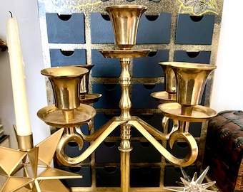 Vintage 5 arm Gold Candelabra from India  (11x7)