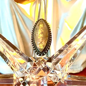 Golden Rutile Quartz Ring 925 silver plated (US 7.5)