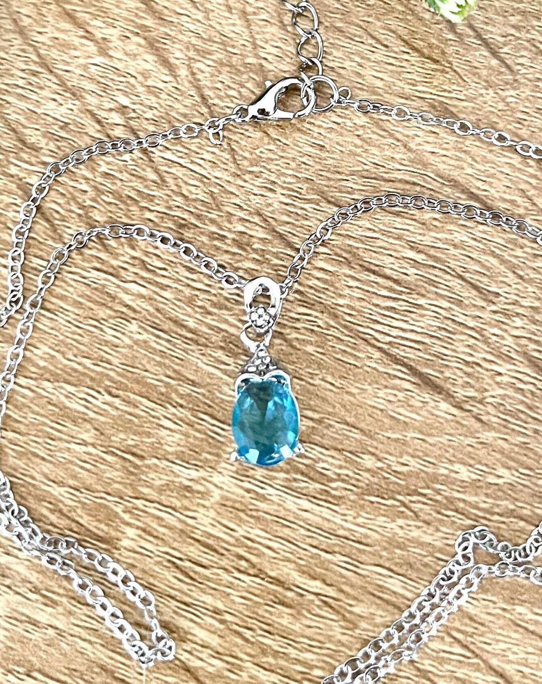 Aquamarine Drop Pendant Necklace Etsy
