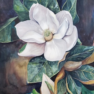 Take Care - Watercolor Magnolia Fine Art Print by Kimberly Carissa Art