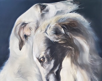 Diamond Dogs - Oil Painting Print of Borzois by Kimberly Carissa Art