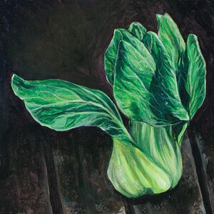 Bok Choy Acrylic Still Life Painting Print by Kimberly Carissa Art